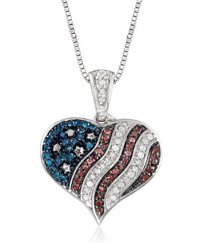 0.23 ct. t.w. Multicolored Diamond American Flag Heart Pendant Necklace in Sterling Silver 18.0 Inches $86.48 Necklaces