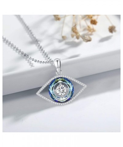 Evil Eye Bracelets 925 Sterling Silver Evil Eye Necklace Evil Eye Earrings Crystal Evil Eye Jewelry Set A-Evil Eye Necklace-C...