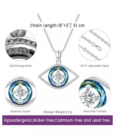 Evil Eye Bracelets 925 Sterling Silver Evil Eye Necklace Evil Eye Earrings Crystal Evil Eye Jewelry Set A-Evil Eye Necklace-C...