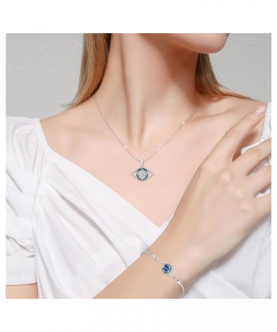 Evil Eye Bracelets 925 Sterling Silver Evil Eye Necklace Evil Eye Earrings Crystal Evil Eye Jewelry Set A-Evil Eye Necklace-C...