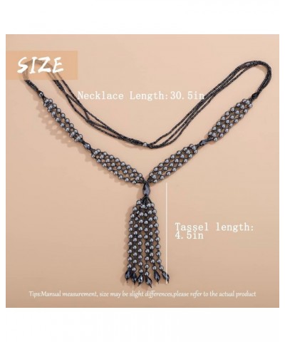 Bohemian 3-Strand Faux Pearl Knot Beaded Necklace Gray $10.79 Necklaces