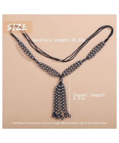 Bohemian 3-Strand Faux Pearl Knot Beaded Necklace Gray $10.79 Necklaces