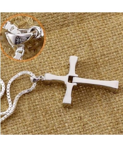 Genuine S925 Silver Fast and FF10 Dominic Jakob Toretto Cross Pendant Necklace Men Women ~ Inlaid 5A Zircons Rotatable pendan...