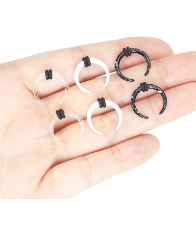 6Pcs Acrylic Pincher Tapers Septum Ring C Shape Buffalo Stretcher Expander Septum Jewelry with Black O-Rings for Stretching P...