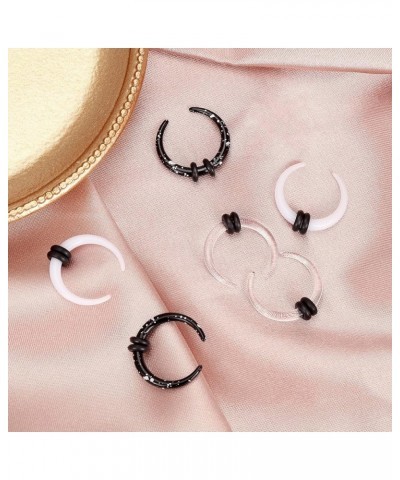 6Pcs Acrylic Pincher Tapers Septum Ring C Shape Buffalo Stretcher Expander Septum Jewelry with Black O-Rings for Stretching P...