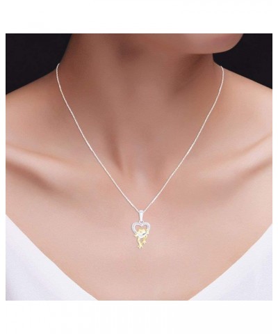 Frog in Heart Two Tone Pendant Necklace in 14k Gold Over Sterling Silver white-gold-plated-silver $57.81 Necklaces