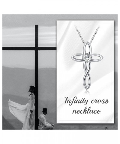 White Gold Plated Cross Necklace for Women Art Design 18+2 Inches Chain 925 Sterling Silver Birthday Anniversary Luxury Jewel...