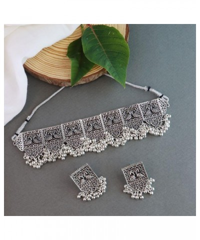 Antique Silver Oxidized Ethnic Indian Traditional Bollywood Afghani Choker Necklace Jewellery Set for Women (MC06-7) Style 2 ...