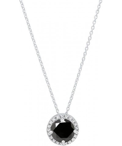 14K 5 MM Round Gemstone & Diamond Ladies Halo Pendant (Silver Chain Included), White Gold Black Diamond $111.39 Necklaces