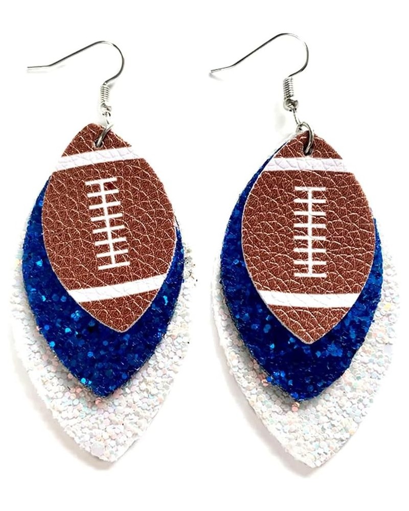 Glitter Faux Leather Football Drop Dangle Earrings for Women Girls Gift Accessories Football Jewelry for Moms E $6.11 Earrings