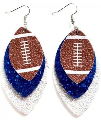 Glitter Faux Leather Football Drop Dangle Earrings for Women Girls Gift Accessories Football Jewelry for Moms E $6.11 Earrings