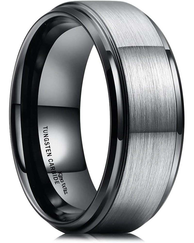 Duo 8mm/10mm Mens Brushed Tungsten Carbide Wedding Band Ring Polish Finished Comfort Fit Black/Silver/Blue/Gold/Rose Gold Bla...