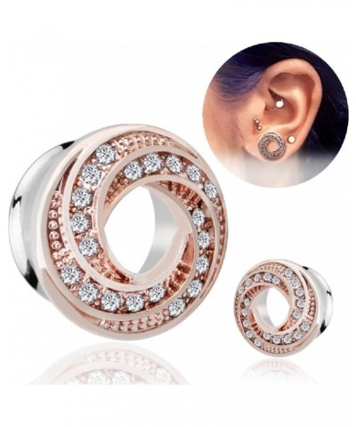 Pair of Stainless Steel Rhinestone Crystal Ear Tunnel Plugs Gauges Expanders Cubic Zirconia Body Piercing Earrings Plug Fashi...