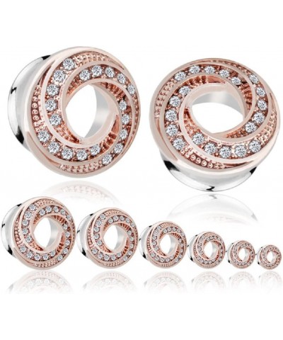 Pair of Stainless Steel Rhinestone Crystal Ear Tunnel Plugs Gauges Expanders Cubic Zirconia Body Piercing Earrings Plug Fashi...