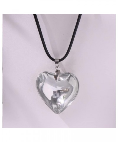 Big Heart Pendant Necklace Chunky Glass Puffy Love Heart Beaded Necklace Y2K Aesthetic Jewelry for Women Girl 1.65" Heart Set...