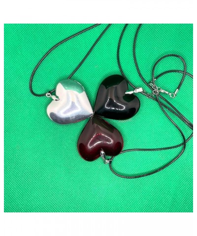 Big Heart Pendant Necklace Chunky Glass Puffy Love Heart Beaded Necklace Y2K Aesthetic Jewelry for Women Girl 1.65" Heart Set...