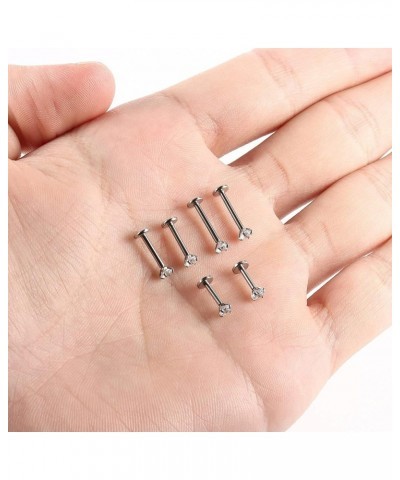 Helicopchain 20Pcs 16G Hypoallergenic Stainless Steel Lip Studs Labret Piercing With 3mm CZ Cartilage Tragus Helix Monroe Pie...