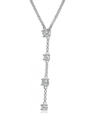 925 Sterling Silver Cubic Zirconia Round Long Dainty Drop Chain Y-Necklace for Women Teen Girls, 16 Inch + Ext Silver $25.19 ...