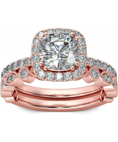 Rings for Women Creative Combination Moissanite Cubic Zirconia Two-in-One Wedding Engagement Ring Sets T-rose gold 10 $4.63 R...