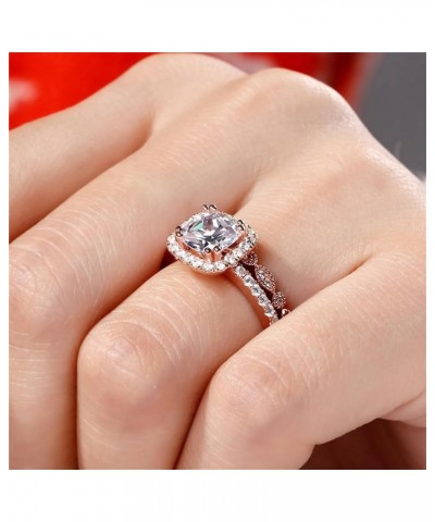 Rings for Women Creative Combination Moissanite Cubic Zirconia Two-in-One Wedding Engagement Ring Sets T-rose gold 10 $4.63 R...