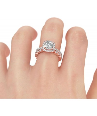 Rings for Women Creative Combination Moissanite Cubic Zirconia Two-in-One Wedding Engagement Ring Sets T-rose gold 10 $4.63 R...