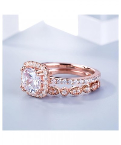 Rings for Women Creative Combination Moissanite Cubic Zirconia Two-in-One Wedding Engagement Ring Sets T-rose gold 10 $4.63 R...