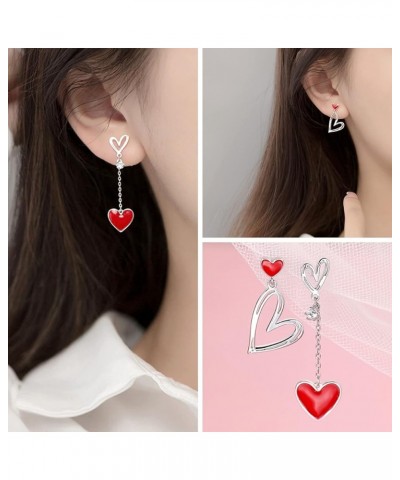 Pink Earrings for Women Pink Heart Earrings for Girls Pink Hoop Earring Set Hot Pink Earrings Love Heart Dangle Trendy Earrin...