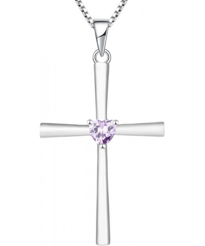 Women's Cross Necklace 925 Sterling Silver Crucifix Pendant Gemstones Criss Jewelry 06-alexandrite-Jun $21.42 Necklaces