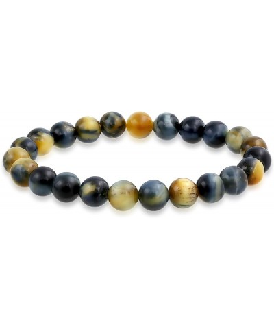 Natural Multi Color Semi Precious Gemstone Round Bead 8MM Strand Stackable Stretch Bracelet For Women Men Teen Unisex Mixed T...