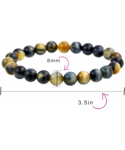 Natural Multi Color Semi Precious Gemstone Round Bead 8MM Strand Stackable Stretch Bracelet For Women Men Teen Unisex Mixed T...