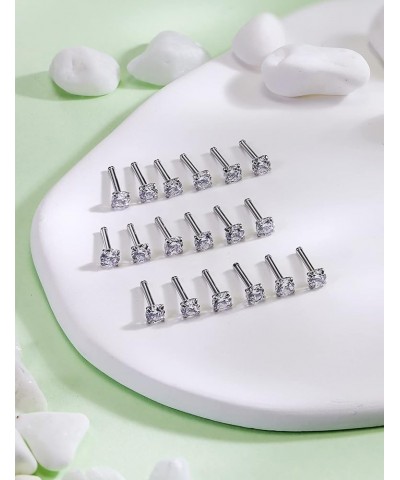 18G 20G 22G Nose Rings Studs With Cubic Zirconia 316L Surgical Steel Straight Screw L Shaped Nose Studs Piercing Jewelry for ...