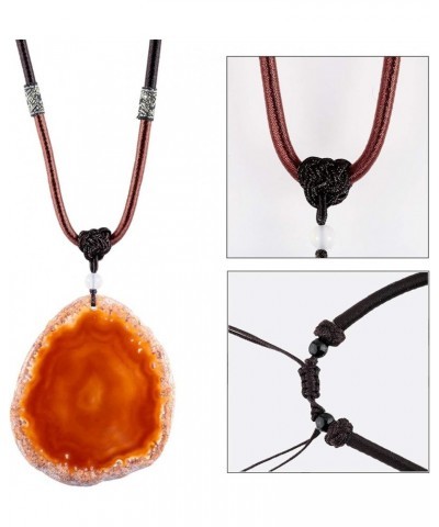 Natural Agate Slice Stone Necklace for Couples, Lover Relationship Adjustable Healing Pendant with Chain 17"-29" Strand, Pack...