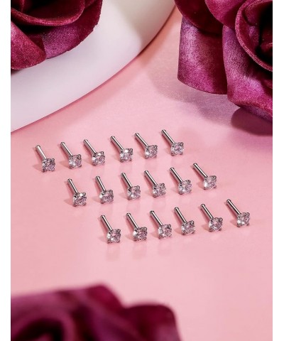 18G 20G 22G Nose Rings Studs With Cubic Zirconia 316L Surgical Steel Straight Screw L Shaped Nose Studs Piercing Jewelry for ...