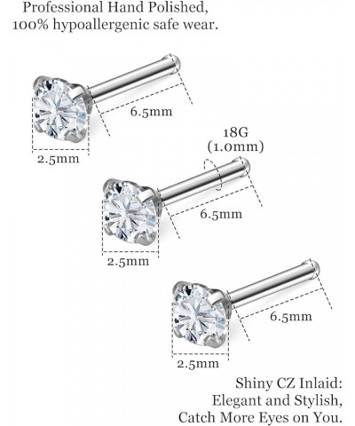 18G 20G 22G Nose Rings Studs With Cubic Zirconia 316L Surgical Steel Straight Screw L Shaped Nose Studs Piercing Jewelry for ...