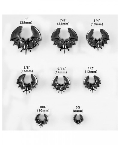 2PCS Fashion Bat Design Saddle Ear Plugs Tunnels Ear Gauges Expander Stainless Steel Earrings Body Piercing Jewelry 16mm(5/8"...