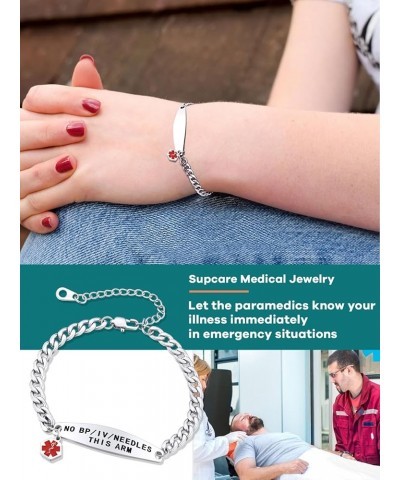 Medical Alert Bracelets for Men Women with Free Engraving Stainless Steel Emergency Id Jewelry Gift (with Medical Card + Gift...