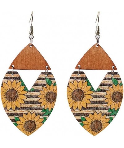 Light Weight Wooden Sunflower Earrings Handmade Wood Bohemian Sunflower Simple Daisy Dangle Drop Earrings for Women Girls 3 $...