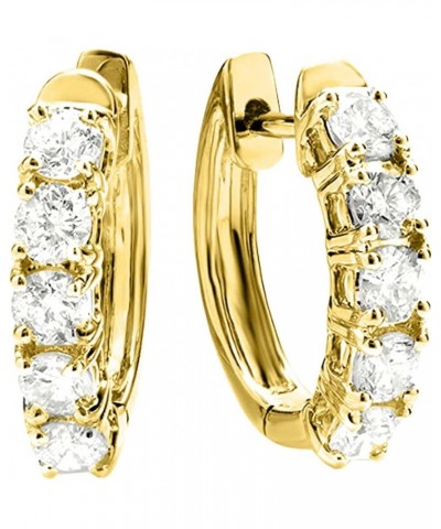 1-5 Carat Five Stone Diamond Hoop Huggie Earrings 14K Gold Premium Collection 4.0 Carat 14K Yellow Gold $1.00 Earrings