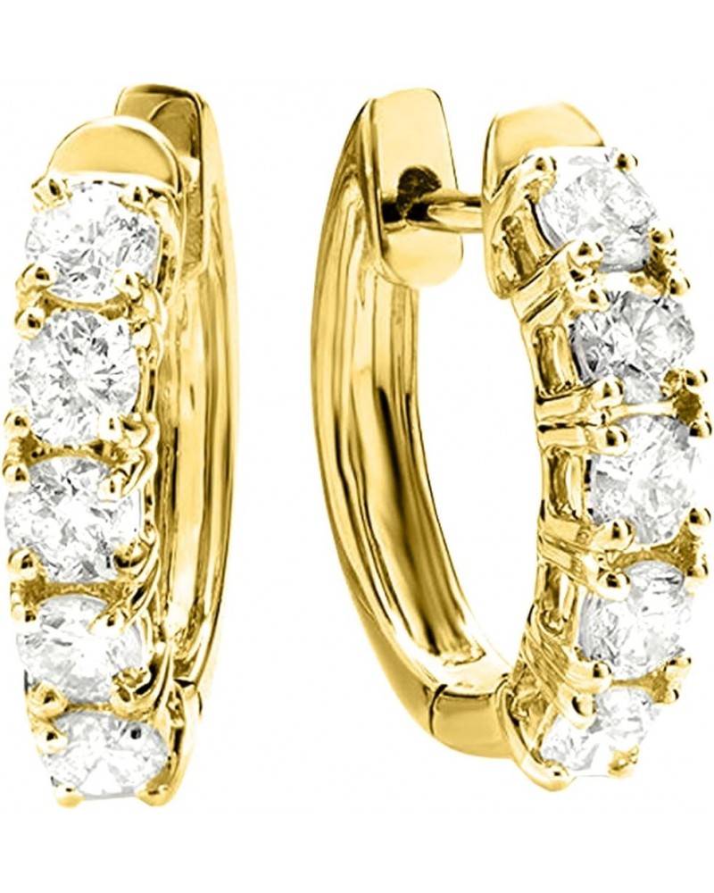 1-5 Carat Five Stone Diamond Hoop Huggie Earrings 14K Gold Premium Collection 4.0 Carat 14K Yellow Gold $1.00 Earrings