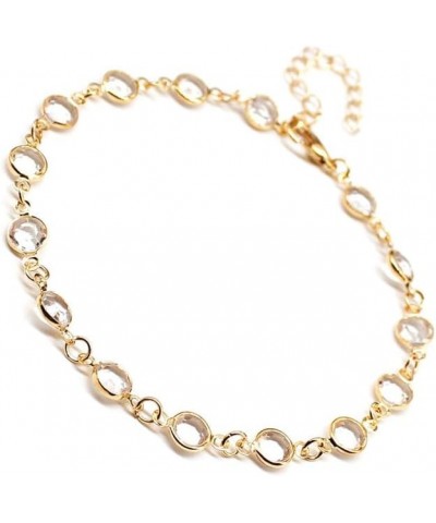 Girls Anklet Round Rhinestone Adjustable Chain Anklets Ladies Foot Jewelry Gold $4.39 Anklets