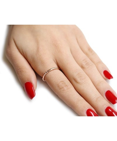 Sterling Silver Decorated Beaded Stackable Ring (Comes in Colors) Rose Gold-Tone $9.68 Rings