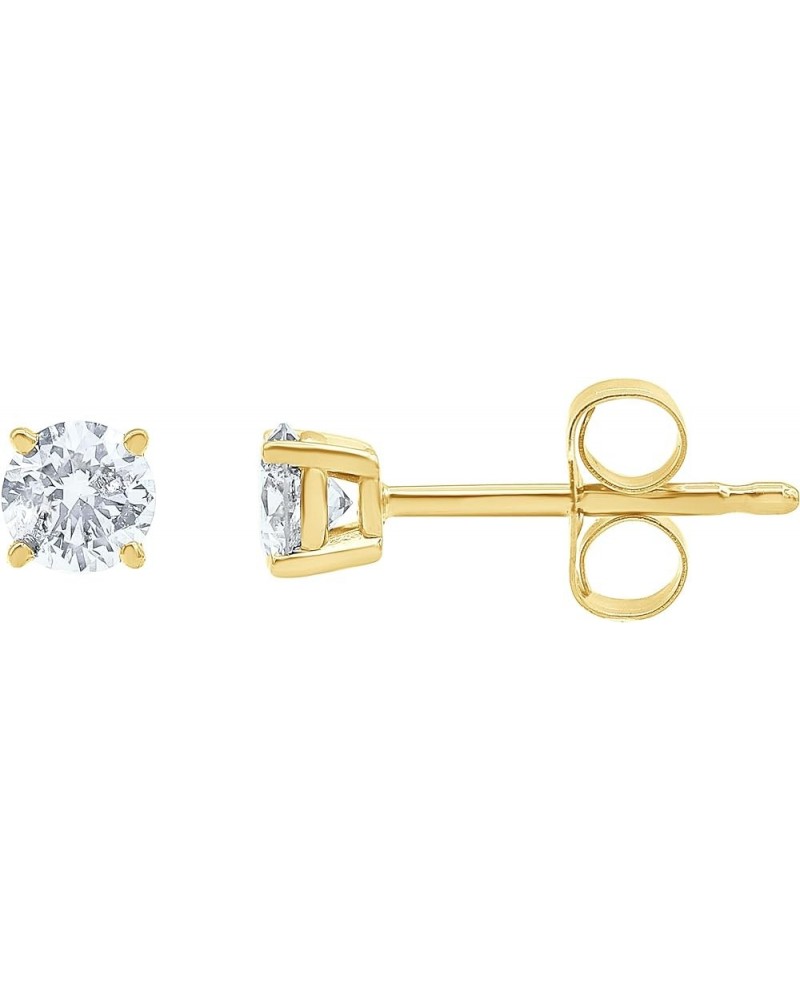 0.25 to 2.00 Carat Diamond, 14K Yellow Gold Round-cut Solitaire Stud Earring (I-J, I2-I3) | Real Diamond Jewelry for Women | ...