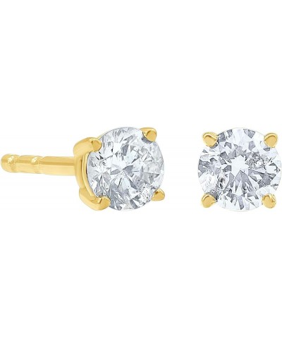 0.25 to 2.00 Carat Diamond, 14K Yellow Gold Round-cut Solitaire Stud Earring (I-J, I2-I3) | Real Diamond Jewelry for Women | ...