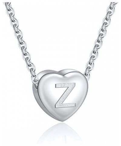 Dainty Initial Necklace S925 Sterling Silver Letters A-Z 26 Alphabet Heart Pendant Necklace for Women Initial: Z Silver Plate...