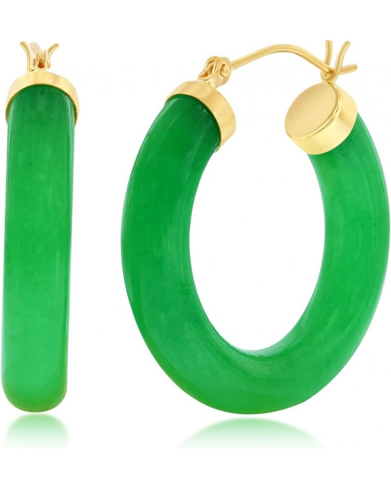 Genuine Jade Earrings for Women - Good Luck Green Jade Jewelry for Women in Hypoallergenic 14k Gold - Unique Jewelry gifts fo...