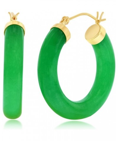 Genuine Jade Earrings for Women - Good Luck Green Jade Jewelry for Women in Hypoallergenic 14k Gold - Unique Jewelry gifts fo...