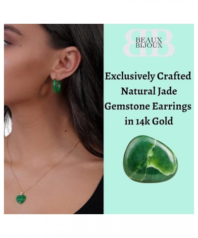 Genuine Jade Earrings for Women - Good Luck Green Jade Jewelry for Women in Hypoallergenic 14k Gold - Unique Jewelry gifts fo...