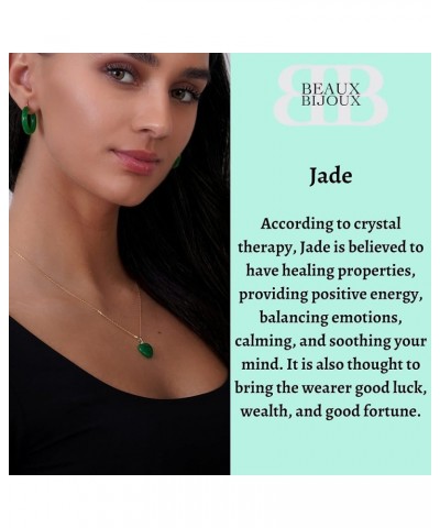 Genuine Jade Earrings for Women - Good Luck Green Jade Jewelry for Women in Hypoallergenic 14k Gold - Unique Jewelry gifts fo...