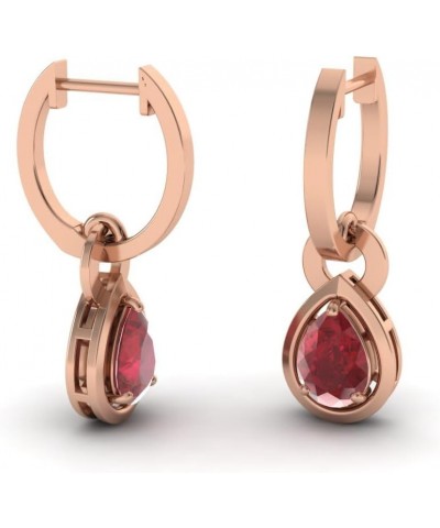 Natural and Certified Gemstone Drop Earrings in 14K Solid Gold | 0.64 Carat Earrings for Women 14K Rose Gold Ruby $294.80 Ear...