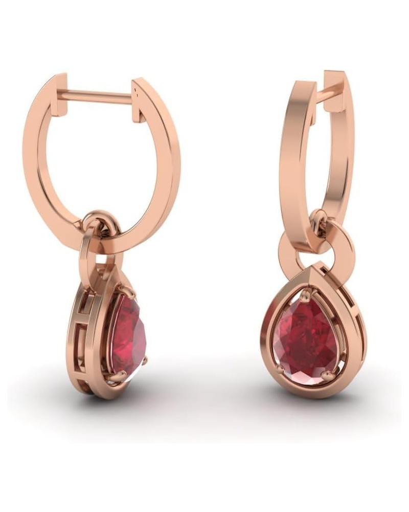 Natural and Certified Gemstone Drop Earrings in 14K Solid Gold | 0.64 Carat Earrings for Women 14K Rose Gold Ruby $294.80 Ear...